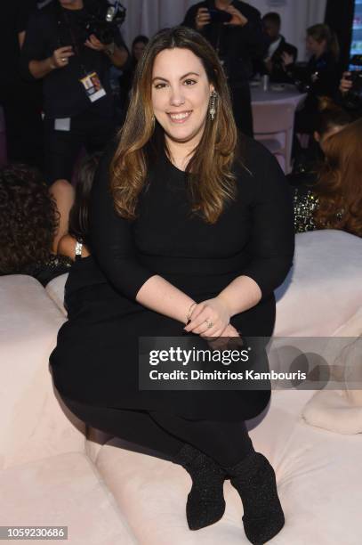 Designer Mary Katrantzou poses backstage during the 2018 Victoria's Secret Fashion Show in New York at Pier 94 on November 8, 2018 in New York City.