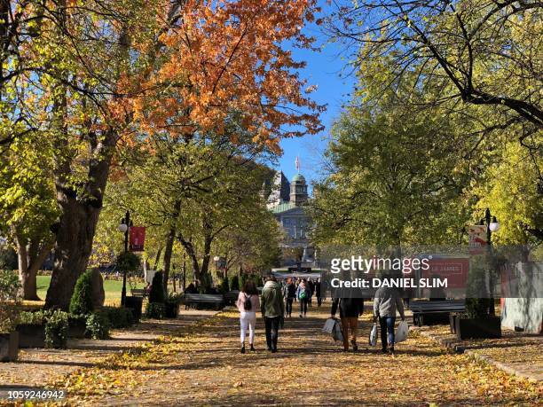 Image showing the main campus of McGill University on November 4, 2018. - McGill University was established in 1821 at Mount Royal in downtown...