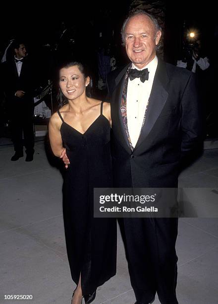 Gene Hackman and Betsy Arakawa during 1994 Vanity Fair Oscar Party - Arrivals at Morton's Restaurant in West Hollywood, California, United States.