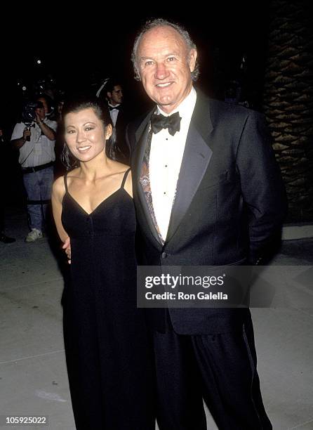 Gene Hackman and Betsy Arakawa during 1994 Vanity Fair Oscar Party - Arrivals at Morton's Restaurant in West Hollywood, California, United States.