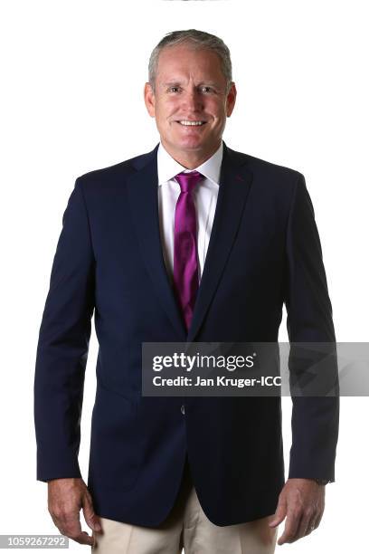 Tom Moody poses during the Commentators Portraits session ahead of the ICC Women's World T20 2018 tournament on November 8, 2018 in Georgetown,...