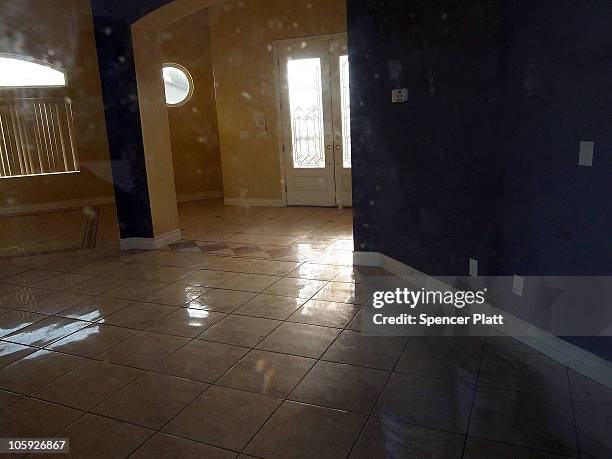 The interior of a new and abandoned home is seen on October 21, 2010 in Las Vegas, Nevada. Nevada once had among the lowest unemployment rates in the...