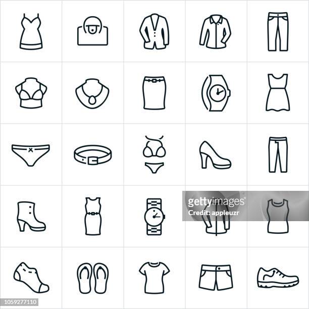 womens clothing icons - womenswear stock illustrations