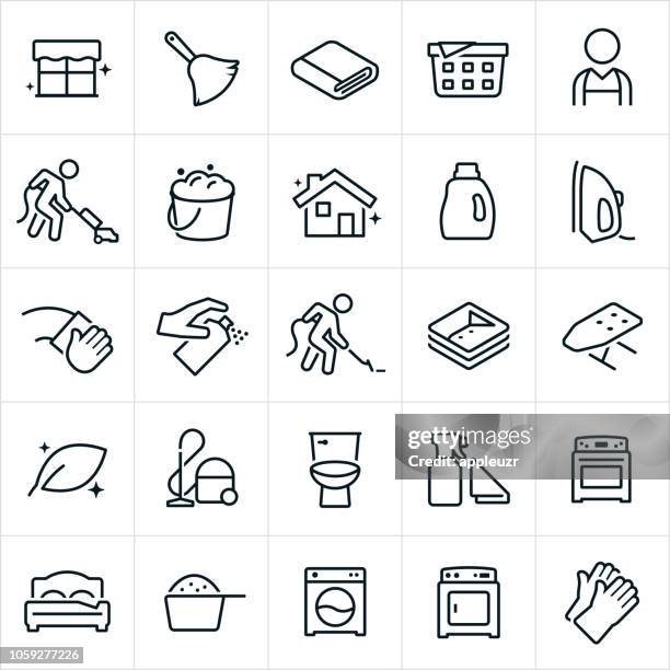 housekeeping icons - spray bottle stock illustrations