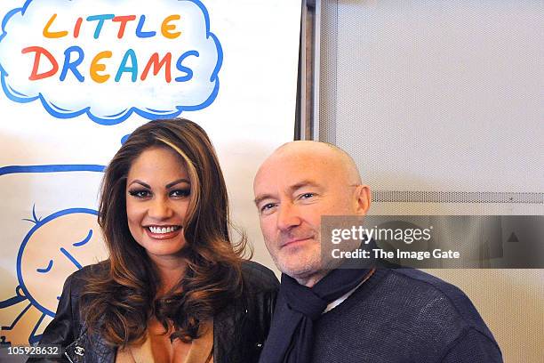 Orianne Collins and Phil Collins pose during the Little Dreams Foundation 10th Anniversary press conference on October 21, 2010 in Nyon, Switzerland.