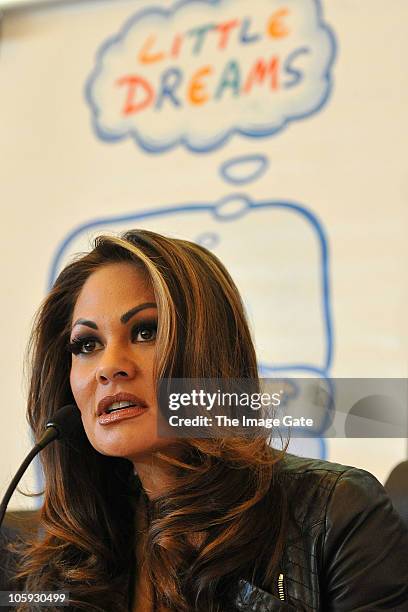 Orianne Collins speaks during the Little Dreams Foundation 10th Anniversary Press Conference on October 21, 2010 in Nyon, Switzerland.