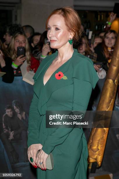 Writer J.K. Rowling attends 'Fantastic Beasts: The Crimes Of Grindelwald' World Premiere at UGC Cine Cite Bercy on November 8, 2018 in Paris, France.