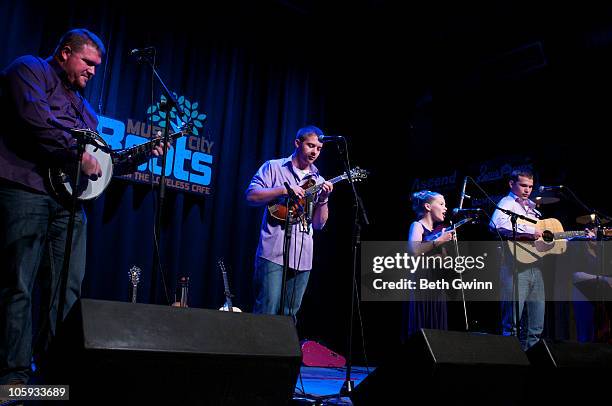 Gaylon Harper, Dillion Harper, Hannah Harper, Dalton Harper and Katrina Harper of the Harpers peform at The Loveless Barn on October 19, 2010 in...