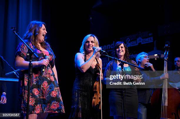 Sally Berry, Rhonda Vincent, Tensel Sandker and Mickey Harris Rhonda Vincent's daughters sing with her at The Loveless Barn on October 19, 2010 in...