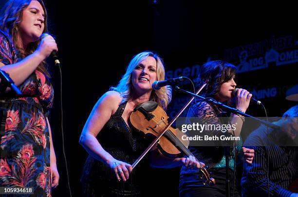 Sally Berry, Rhonda Vincent, Tensel Sandker and Mickey Harris Rhonda Vincent's daughters sing with her at The Loveless Barn on October 19, 2010 in...