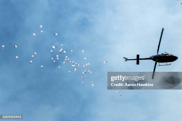 helicopter candy bomber - helicopter window stock pictures, royalty-free photos & images