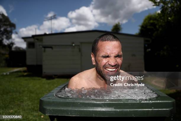 Anthony Mundine has an ice bath after a training session ahead of his fight with Jeff Horn on November 10, 2018 in Brisbane, Australia.