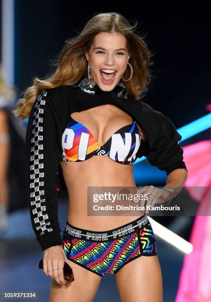 Myrthe Bolt walks the runway during the 2018 Victoria's Secret Fashion Show at Pier 94 on November 8, 2018 in New York City.