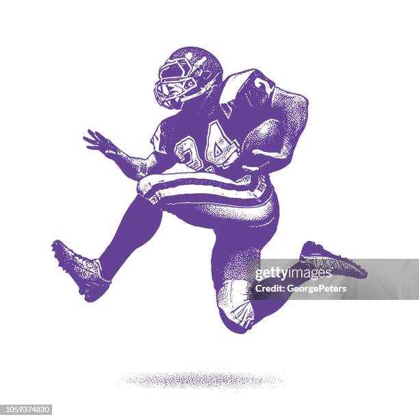 stockillustraties, clipart, cartoons en iconen met american football running back - team sport