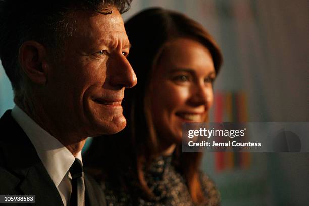 Musician Lyle Lovett and April Kimble attend the celebration of Paul Newman's Hole in the Wall Camps at Avery Fisher Hall, Lincoln Center on October...