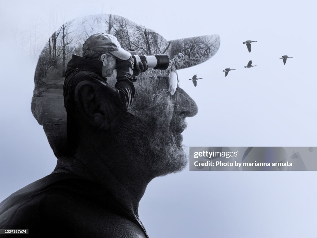 Double-exposure portrait