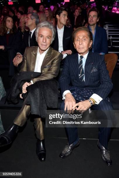 Giancarlo Giammetti and Valentino attend the 2018 Victoria's Secret Fashion Show in New York at Pier 94 on November 8, 2018 in New York City.