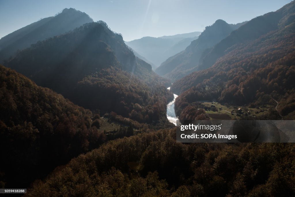 A view of Tara river Canyon from Durdevica Tara Bridge.