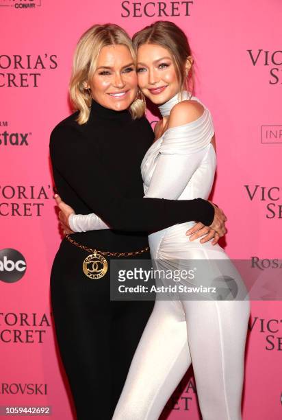 Yolanda Hadid and Gigi Hadid attend the 2018 Victoria's Secret Fashion Show After Party on November 8, 2018 in New York City.
