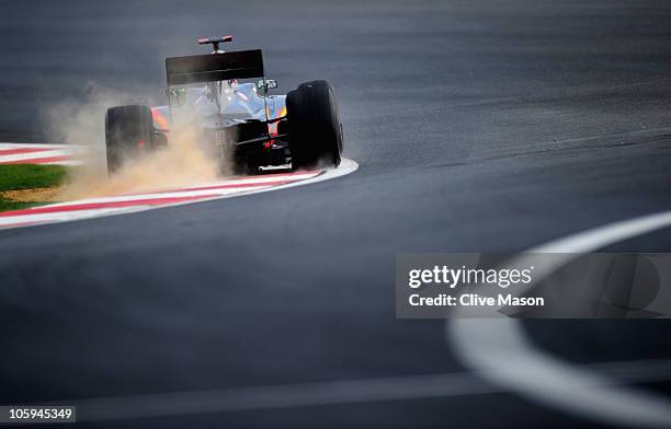 Sakon Yamamoto of Japan and Hispania Racing Team drives during practice for the Korean Formula One Grand Prix at the Korea International Circuit on...