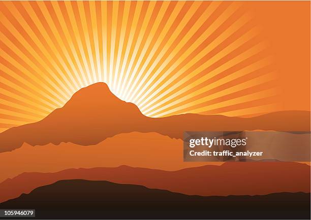 mountains at sunset - mountain range outline stock illustrations