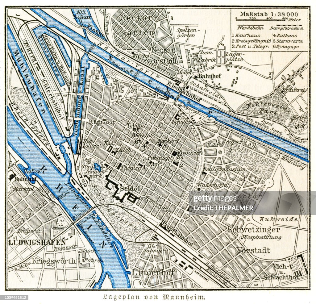 Mannheim city map 1895