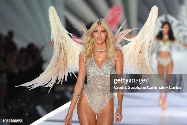 Devon Windsor walks the runway at the 2018 Victoria's Secret Fashion Show at Pier 94 on November 8, 2018 in New York City.