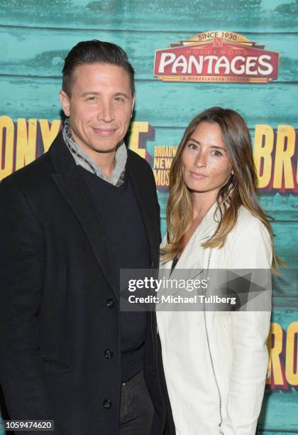 Erik Palladino and guest attend the Los Angeles opening night performance of "A Bronx Tale" at the Pantages Theatre on November 8, 2018 in Hollywood,...