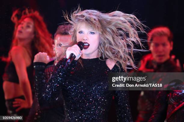 Taylor Swift performs at Mt Smart Stadium on November 9, 2018 in Auckland, New Zealand.