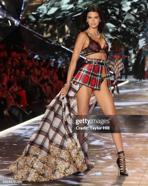 Kendall Jenner walks the runway during the 2018 Victoria's Secret Fashion Show at Pier 94 on November 8, 2018 in New York City.