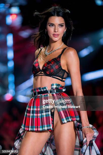 Kendall Jenner walks the runway during the 2018 Victoria's Secret Fashion Show at Pier 94 on November 8, 2018 in New York City.