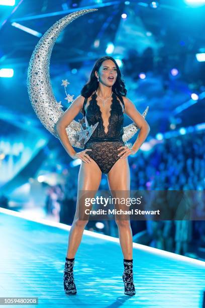 Adriana Lima walks the runway during the 2018 Victoria's Secret Fashion Show at Pier 94 on November 8, 2018 in New York City.