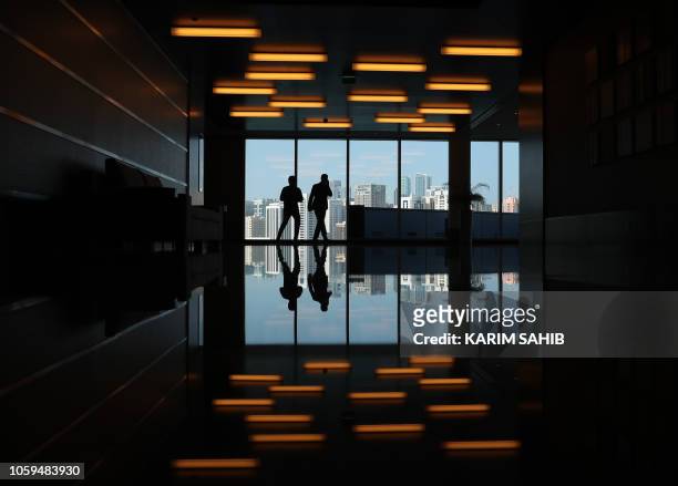 Picture taken in Abu Dhabi on November 9, 2018 shows the entrance of a luxury hotel in the Emirati capital.