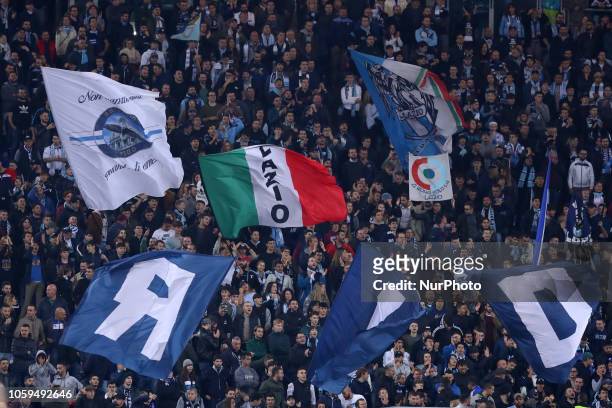 Lazio v Olympique de Marseille : UEFA Europa League Group H Lazio ultras of Curva Nord at Olimpico Stadium in Rome, Italy on November 8, 2018.