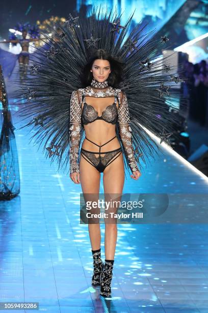 Kendall Jenner walks the runway during the 2018 Victoria's Secret Fashion Show at Pier 94 on November 8, 2018 in New York City.
