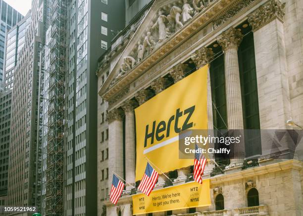 hertz on new york stock exchange building - 2018 yankee logo stock pictures, royalty-free photos & images