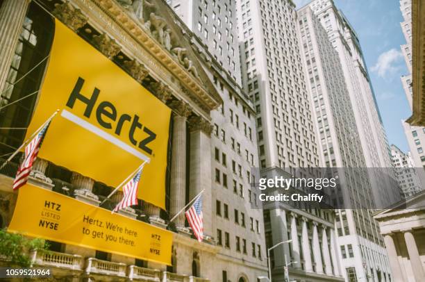 hertz on new york stock exchange building - 2018 yankee logo stock pictures, royalty-free photos & images