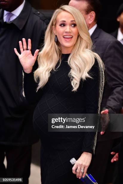 Carrie Underwood leaves ABC's "Good Morning America" in Times Square on November 9, 2018 in New York City.