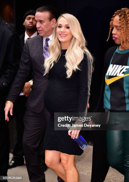 Carrie Underwood leaves ABC's "Good Morning America" in Times Square on November 9, 2018 in New York City.