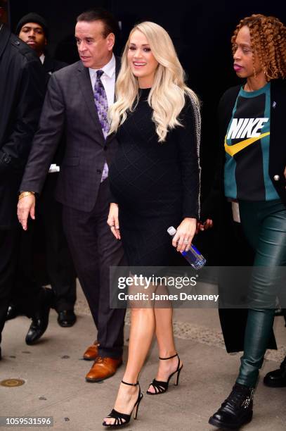 Carrie Underwood leaves ABC's "Good Morning America" in Times Square on November 9, 2018 in New York City.
