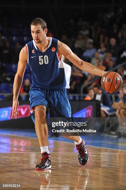 Mario Delas, #50 of Cibona Zagreb in action during the Turkish Airlines Euroleague Regular Season 2010 Game 1 between Regal F.C. Barcelona and Cibona...