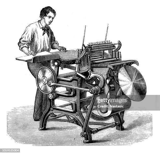 liberty press (1857) by frederick otto degene - book printing press stock illustrations