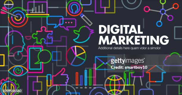 stockillustraties, clipart, cartoons en iconen met digitale marketing - marketing digital
