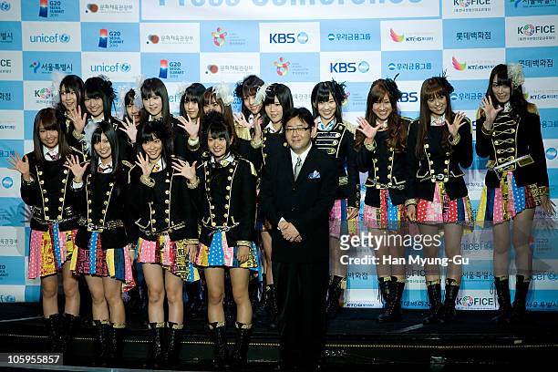 Members of AKB48 from Japan poses for Media the 2010 Asia Song Festival Press Conference on October 22, 2010 in Seoul, South Korea. Asia Song...