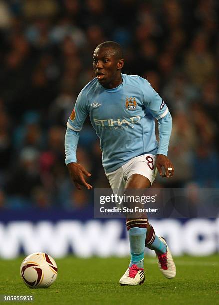 Manchester City striker Shaun Wright-Phillips in action during the UEFA Europa League Group A match between Manchester City and KKS Lech Poznan at...