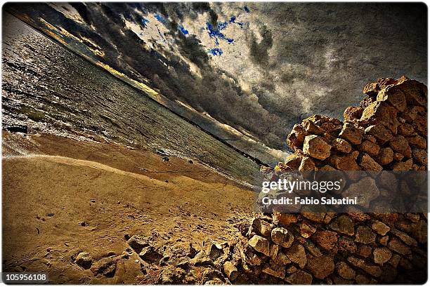 crumbling walls - hammamet beach stock pictures, royalty-free photos & images
