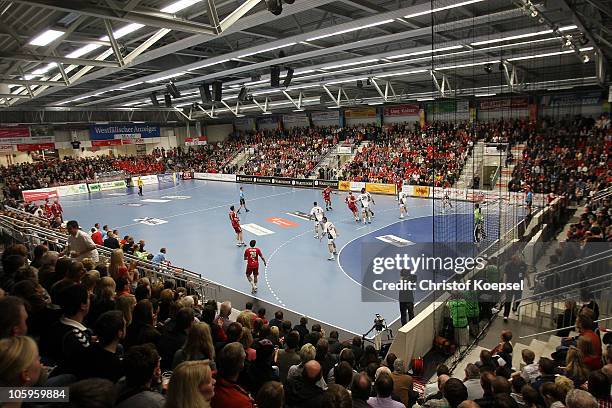 General view of the Maxipark Arena during the Toyota Handball Bundesliga match between HSG Ahlen-Hamm and THW Kiel at the Maxipark Arena on October...