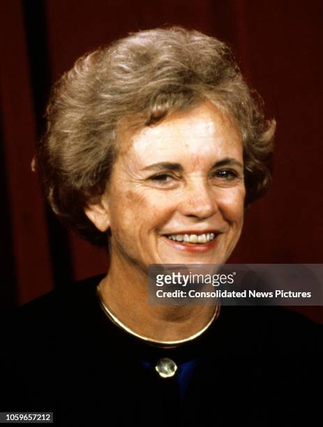 Close-up portait of American jurist Associate Justice of the United States Supreme Court Sandra Day O'Connor, Washington DC, September 11, 1990....