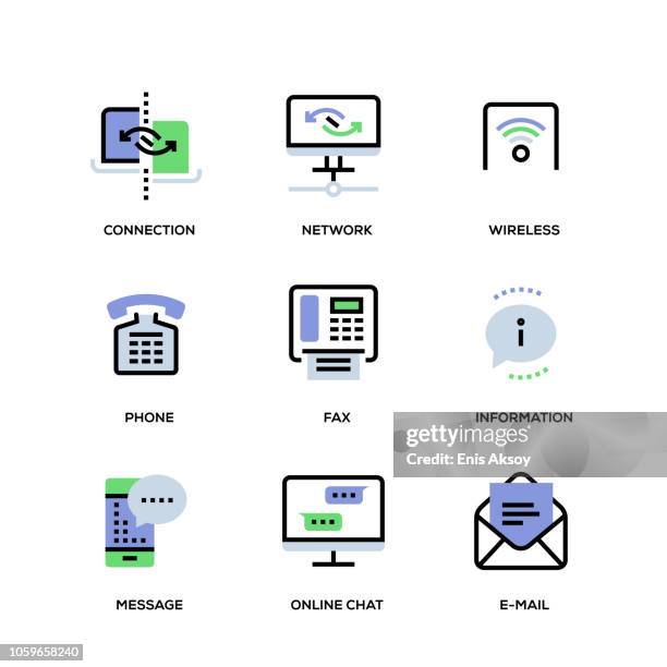 communication line icon set - answering machine stock illustrations