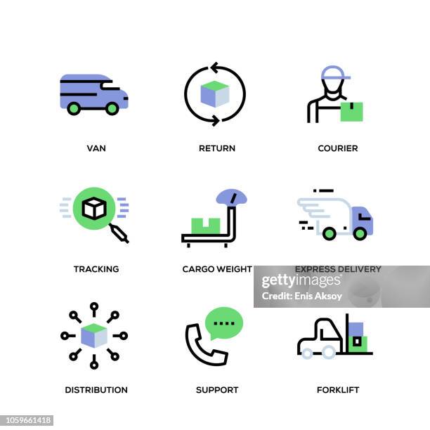 delivery line icon set - customer service color icons stock illustrations